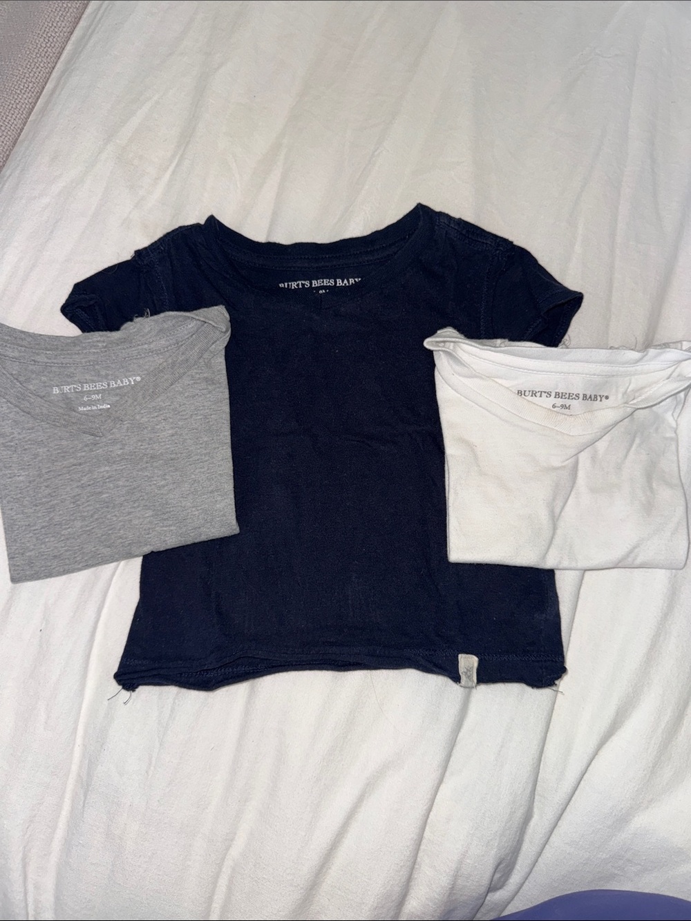 Burt's Bees Baby Gray & White Short Sleeve Tee Trio